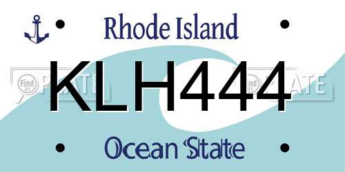 KLH444 Rhode Island License Plate