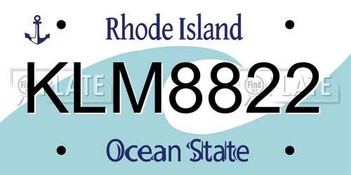 KLM8822 Rhode Island License Plate