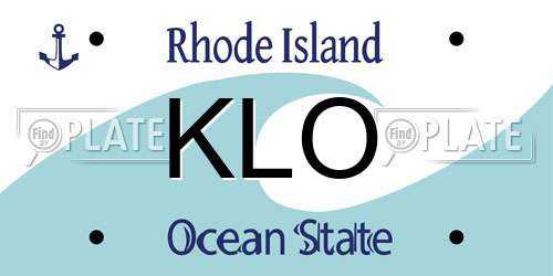 KLO Rhode Island License Plate