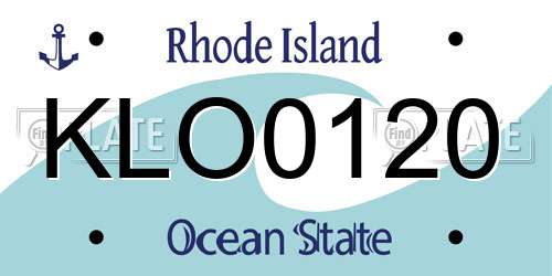 KLO0120 Rhode Island License Plate
