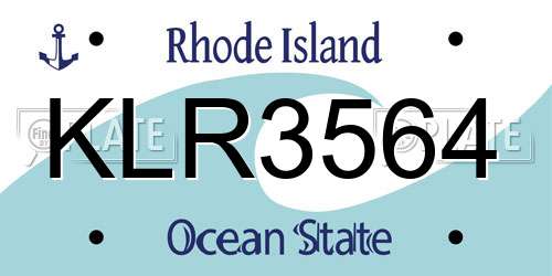 KLR3564 Rhode Island License Plate
