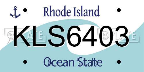 KLS6403 Rhode Island License Plate