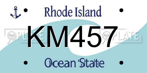 KM457 Rhode Island License Plate