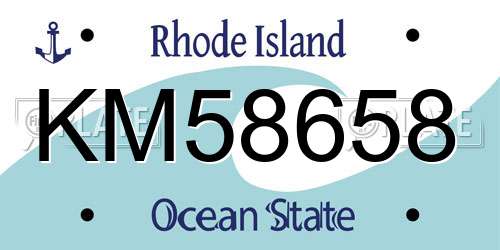 KM58658 Rhode Island License Plate