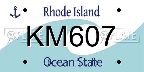 KM607 Rhode Island License Plate