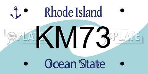 KM73 Rhode Island License Plate