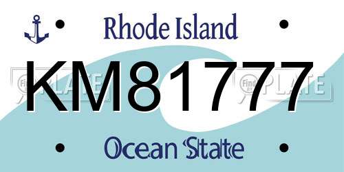 KM81777 Rhode Island License Plate