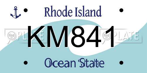 KM841 Rhode Island License Plate