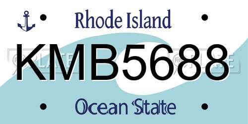 KMB5688 Rhode Island License Plate