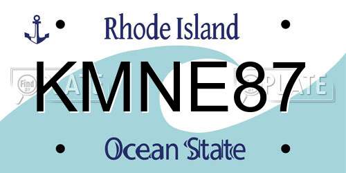 KMNE87 Rhode Island License Plate