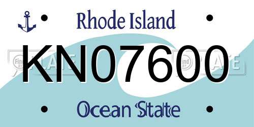 KN07600 Rhode Island License Plate