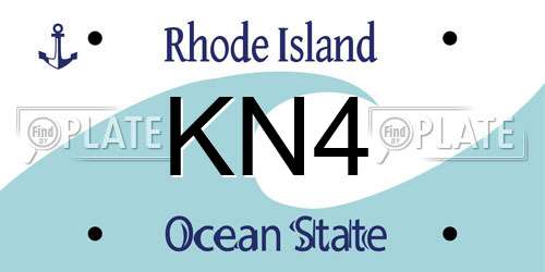 KN4 Rhode Island License Plate