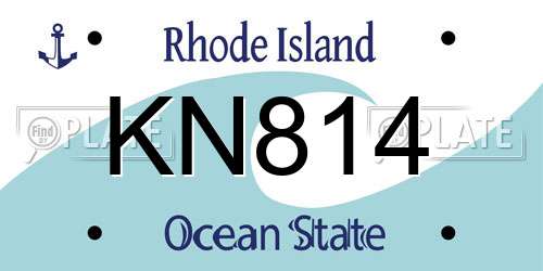 KN814 Rhode Island License Plate