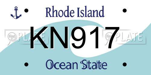 KN917 Rhode Island License Plate