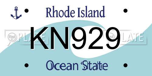 KN929 Rhode Island License Plate