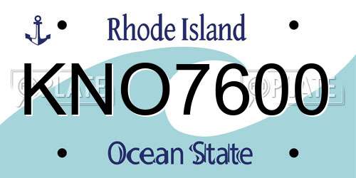 KNO7600 Rhode Island License Plate