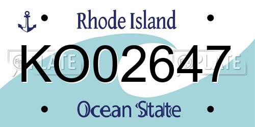 KO02647 Rhode Island License Plate