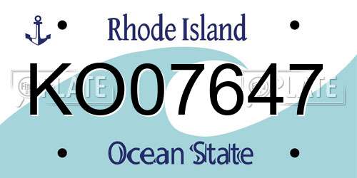 KO07647 Rhode Island License Plate