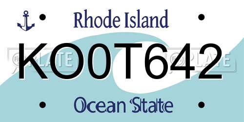 KO0T642 Rhode Island License Plate