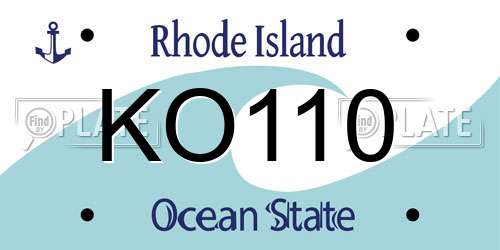 KO110 Rhode Island License Plate