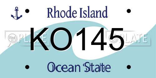 KO145 Rhode Island License Plate