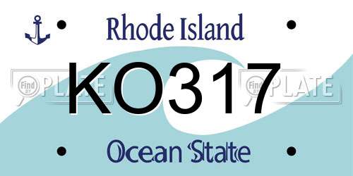 KO317 Rhode Island License Plate