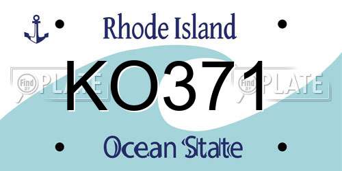 KO371 Rhode Island License Plate