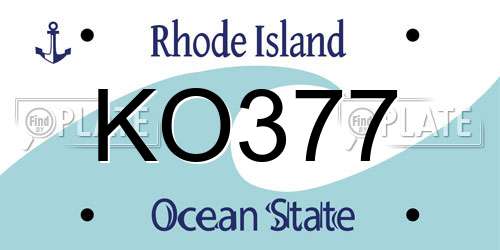 KO377 Rhode Island License Plate