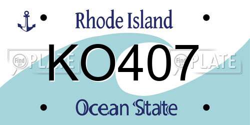 KO407 Rhode Island License Plate