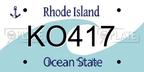 KO417 Rhode Island License Plate