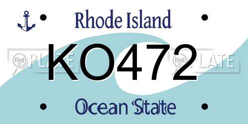 KO472 Rhode Island License Plate