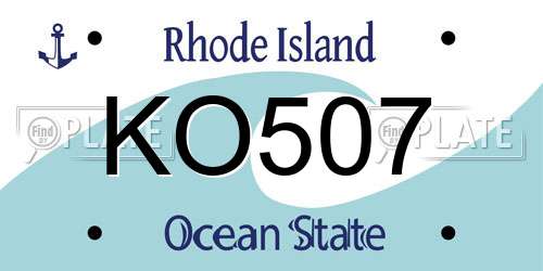 KO507 Rhode Island License Plate