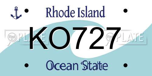 KO727 Rhode Island License Plate