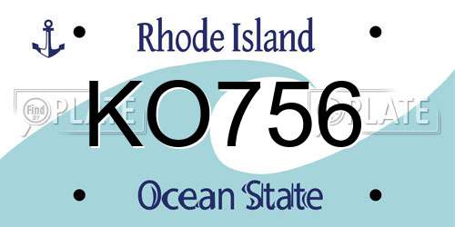 KO756 Rhode Island License Plate