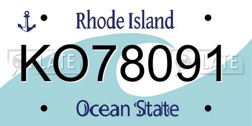 KO78091 Rhode Island License Plate