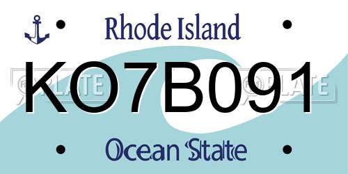 KO7B091 Rhode Island License Plate