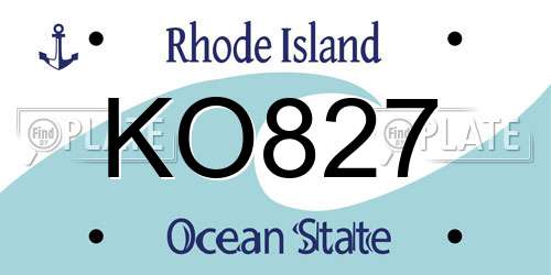 KO827 Rhode Island License Plate