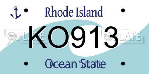 KO913 Rhode Island License Plate