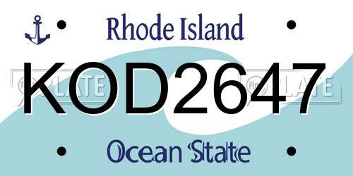 KOD2647 Rhode Island License Plate