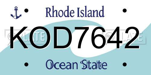 KOD7642 Rhode Island License Plate