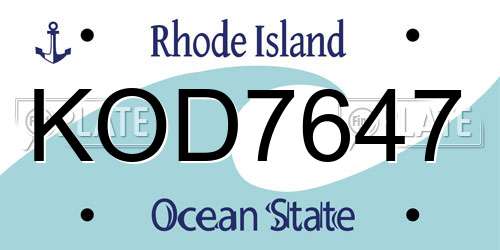 KOD7647 Rhode Island License Plate