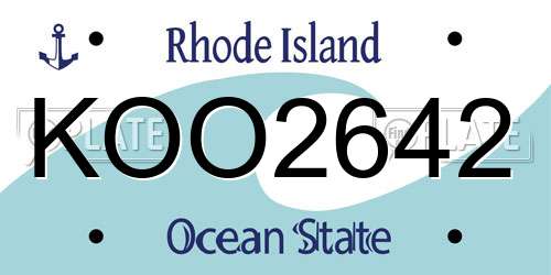 KOO2642 Rhode Island License Plate