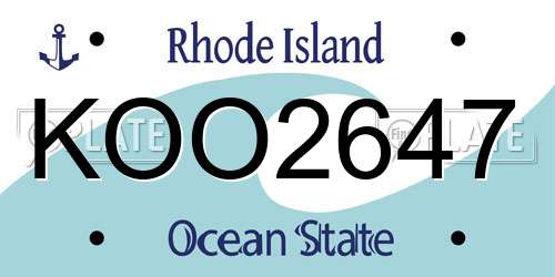 KOO2647 Rhode Island License Plate