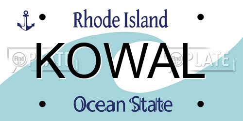 KOWAL Rhode Island License Plate