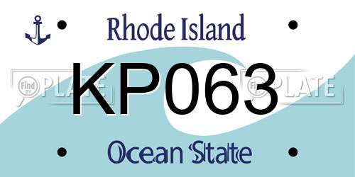 KP063 Rhode Island License Plate