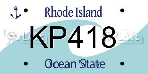 KP418 Rhode Island License Plate