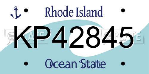 KP42845 Rhode Island License Plate