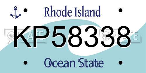KP58338 Rhode Island License Plate