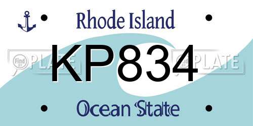 KP834 Rhode Island License Plate