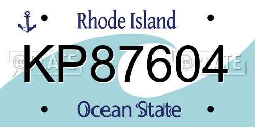KP87604 Rhode Island License Plate